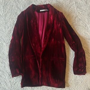 Alice & Olivia crushed burgandy velvet blazer / jacket